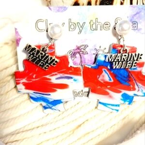 Red,White &Blue Polymer Clay Earrings